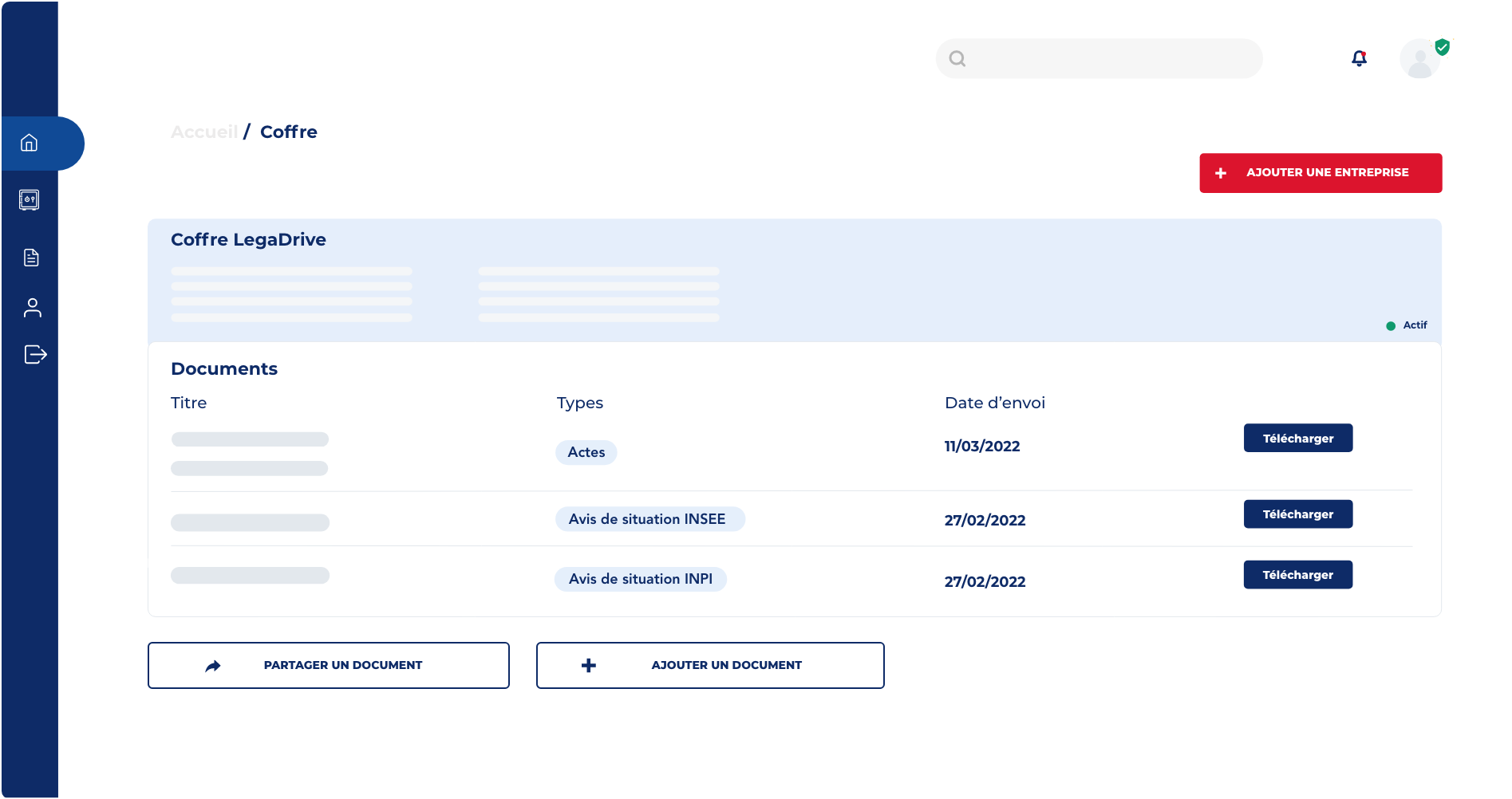 Fonctionnalités de la plateforme Legadrive - Kbis Mayotte